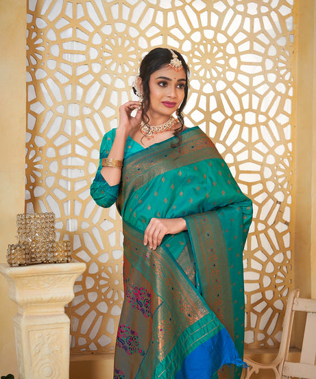 Soft Silk Saree Weaving Banarasi Jari Work Traditional Sari With Blouse