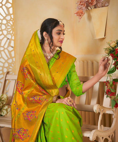 Soft Silk Saree Weaving Banarasi Jari Work Traditional Sari With Blouse