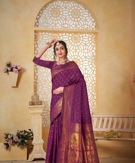 Soft Silk Saree Weaving Banarasi Jari Work Traditional Sari With Blouse