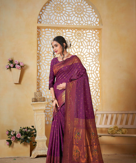 Soft Silk Saree Weaving Banarasi Jari Work Traditional Sari With Blouse