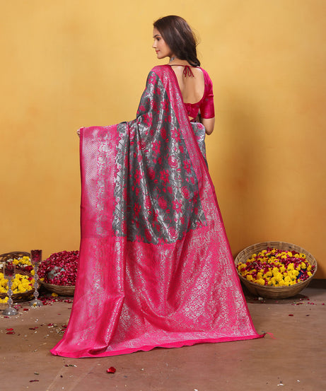 Kanjiwaram Silk Saree With Rich Pallu Designer Sari With Blouse