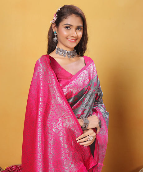 Kanjiwaram Silk Saree With Rich Pallu Designer Sari With Blouse