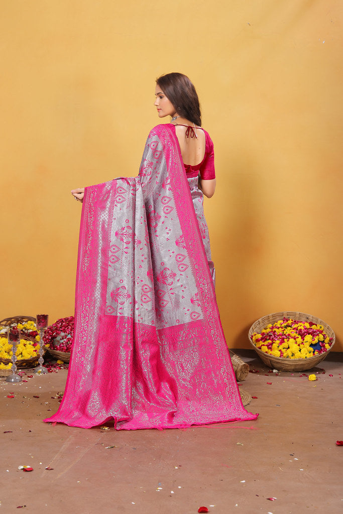 Kanjiwaram Silk Saree With Rich Pallu Designer Sari With Blouse