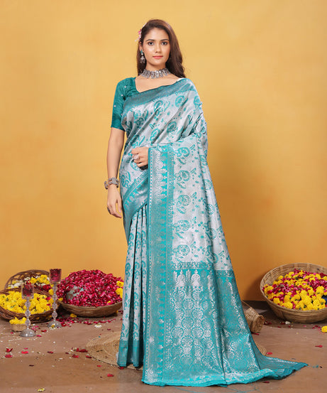 Kanjiwaram Silk Saree With Rich Pallu Designer Sari With Blouse
