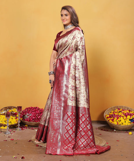 Kanjiwaram Silk Saree With Rich Pallu Designer Sari With Blouse