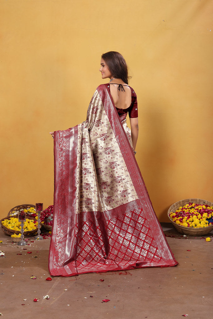 Kanjiwaram Silk Saree With Rich Pallu Designer Sari With Blouse