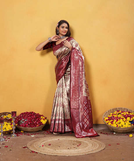 Kanjiwaram Silk Saree With Rich Pallu Designer Sari With Blouse