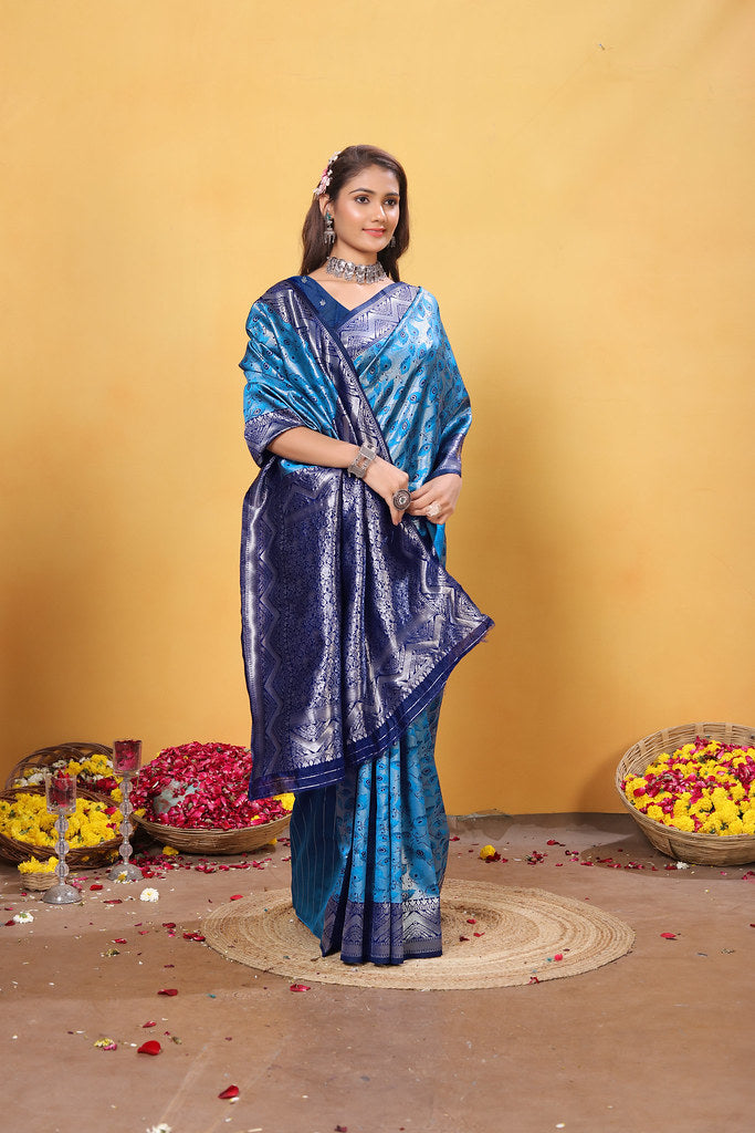 Kanjiwaram Silk Saree With Rich Pallu Designer Sari With Blouse