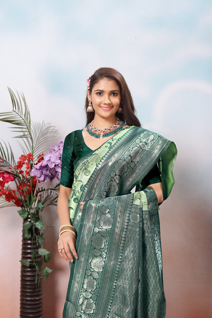Kanjiwaram Silk Saree With Rich Pallu Designer Sari With Blouse