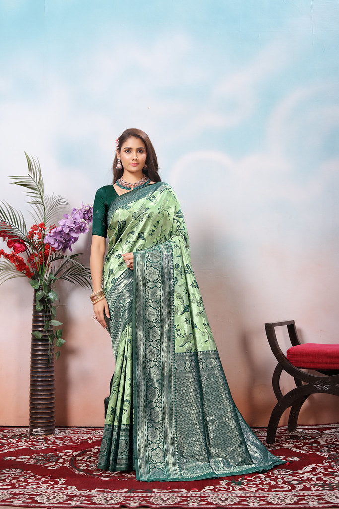 Kanjiwaram Silk Saree With Rich Pallu Designer Sari With Blouse