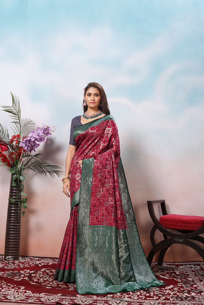 Kanjiwaram Silk Saree With Rich Pallu Designer Sari With Blouse