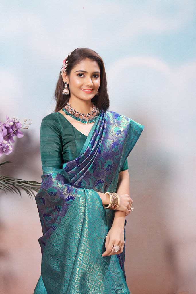 Kanjiwaram Silk Saree With Rich Pallu Designer Sari With Blouse