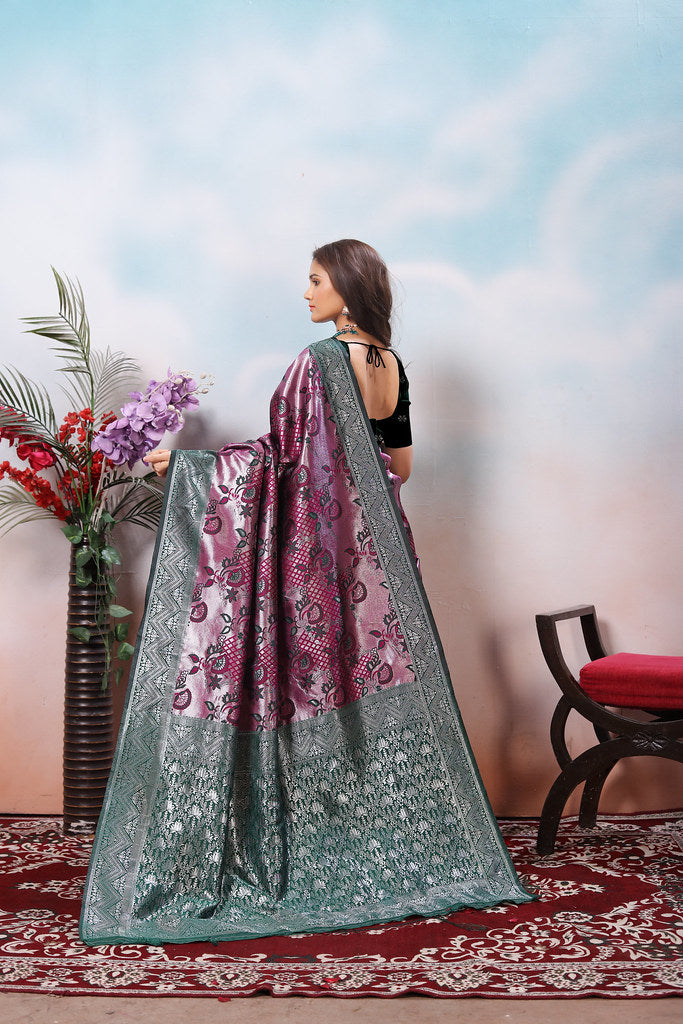 Kanjiwaram Silk Saree With Rich Pallu Designer Sari With Blouse