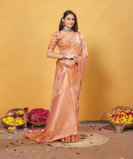 Soft Bamber Weaving Rich Pallu Saree Traditional Wear Sari With Blouse
