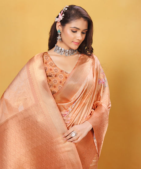 Soft Bamber Weaving Rich Pallu Saree Traditional Wear Sari With Blouse