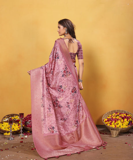 Soft Bamber Weaving Rich Pallu Saree Traditional Wear Sari With Blouse