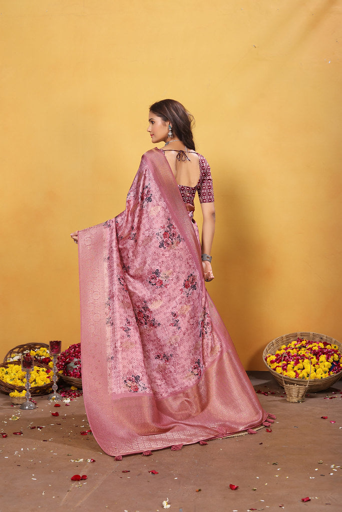 Soft Bamber Weaving Rich Pallu Saree Traditional Wear Sari With Blouse