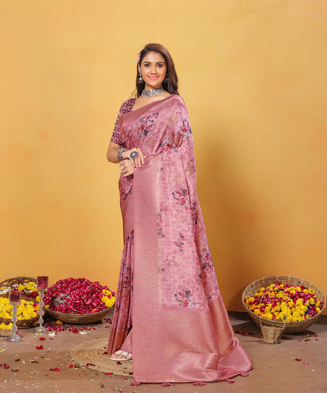 Soft Bamber Weaving Rich Pallu Saree Traditional Wear Sari With Blouse