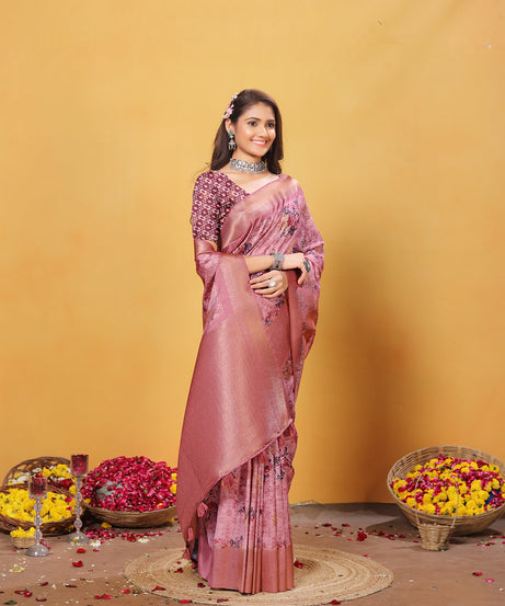 Soft Bamber Weaving Rich Pallu Saree Traditional Wear Sari With Blouse