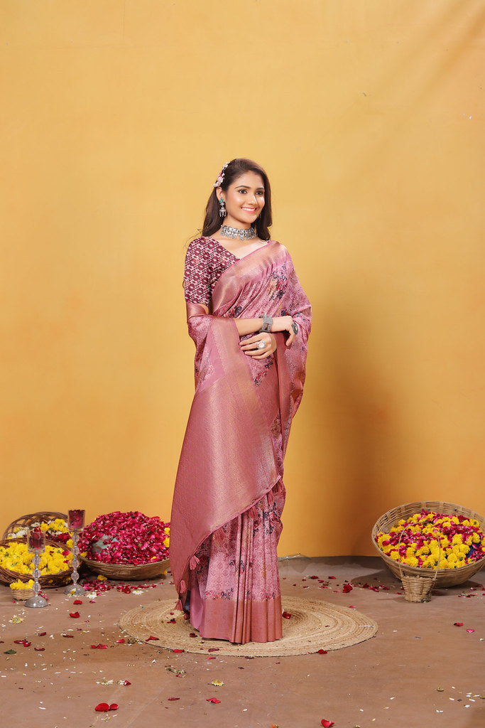 Soft Bamber Weaving Rich Pallu Saree Traditional Wear Sari With Blouse