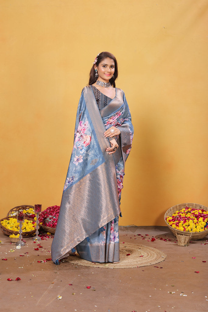 Soft Bamber Weaving Rich Pallu Saree Traditional Wear Sari With Blouse