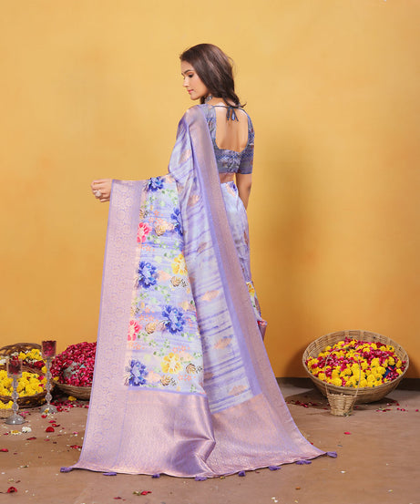 Soft Bamber Weaving Rich Pallu Saree Traditional Wear Sari With Blouse
