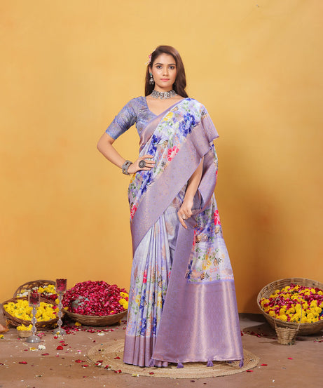 Soft Bamber Weaving Rich Pallu Saree Traditional Wear Sari With Blouse
