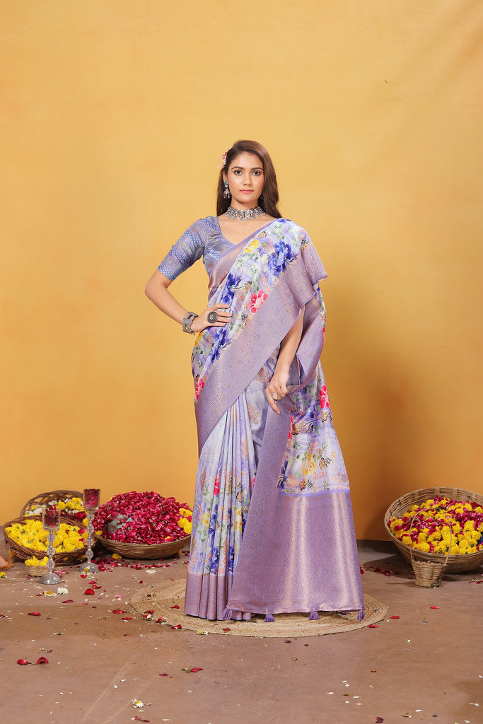 Soft Bamber Weaving Rich Pallu Saree Traditional Wear Sari With Blouse
