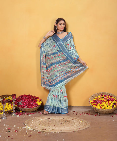 Soft Bamber Weaving Rich Pallu Saree Traditional Wear Sari With Blouse