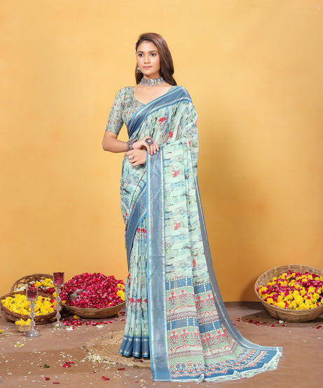 Soft Bamber Weaving Rich Pallu Saree Traditional Wear Sari With Blouse