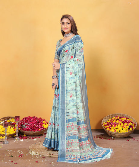 Soft Bamber Weaving Rich Pallu Saree Traditional Wear Sari With Blouse