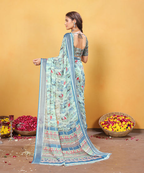 Soft Bamber Weaving Rich Pallu Saree Traditional Wear Sari With Blouse