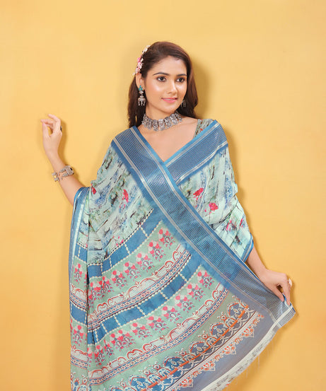 Soft Bamber Weaving Rich Pallu Saree Traditional Wear Sari With Blouse
