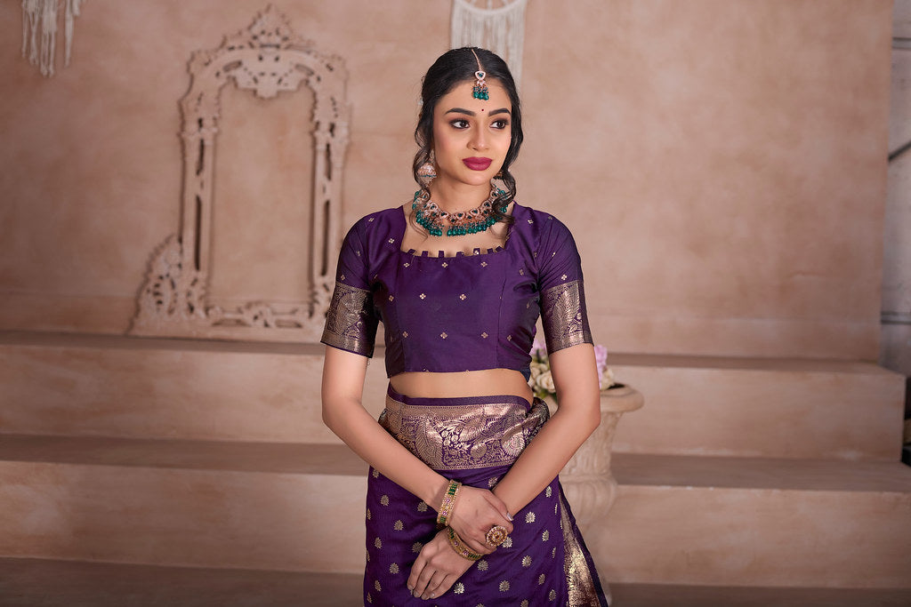 Soft Silk Saree Weaving Banarasi Jari Sari With Blouse For Women's