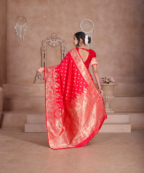 Soft Silk Saree Weaving Banarasi Jari Sari With Blouse For Women's