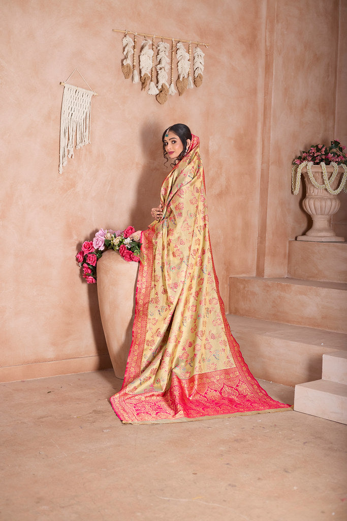 Pure Tissue Trditional Wear Sari , Wedding Festival Saree With Blouse