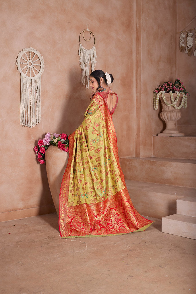 Pure Tissue Trditional Wear Sari , Wedding Festival Saree With Blouse