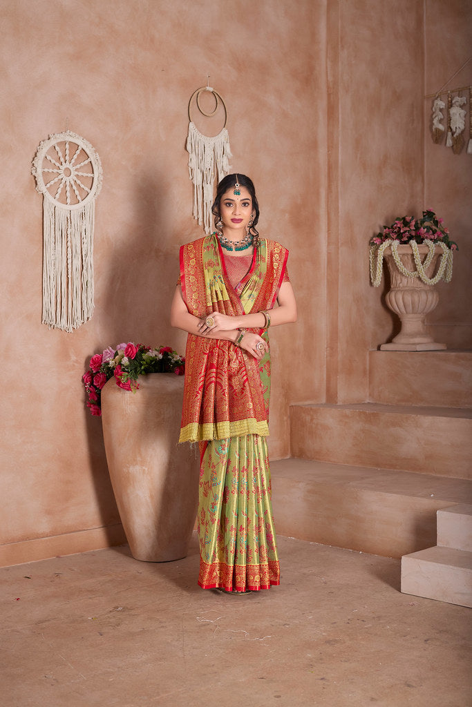 Pure Tissue Trditional Wear Sari , Wedding Festival Saree With Blouse