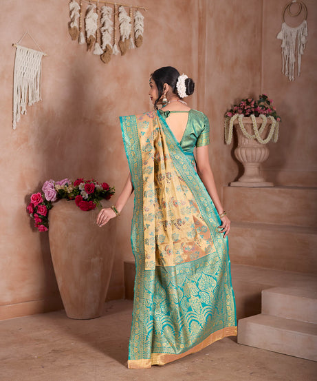 Pure Tissue Trditional Wear Sari , Wedding Festival Saree With Blouse