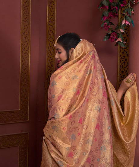 Traditional Pure Tissue Saree, Festival Designer Printed Saree With Blouse