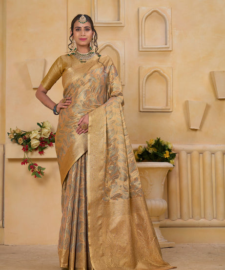 Women's Pure Tissue Wedding Traditional Wear Saree With Blouse