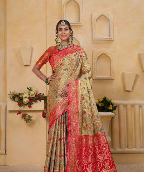 Traditional Wear Elegant Designer Saree, Pure Tissue Sari With Blosue