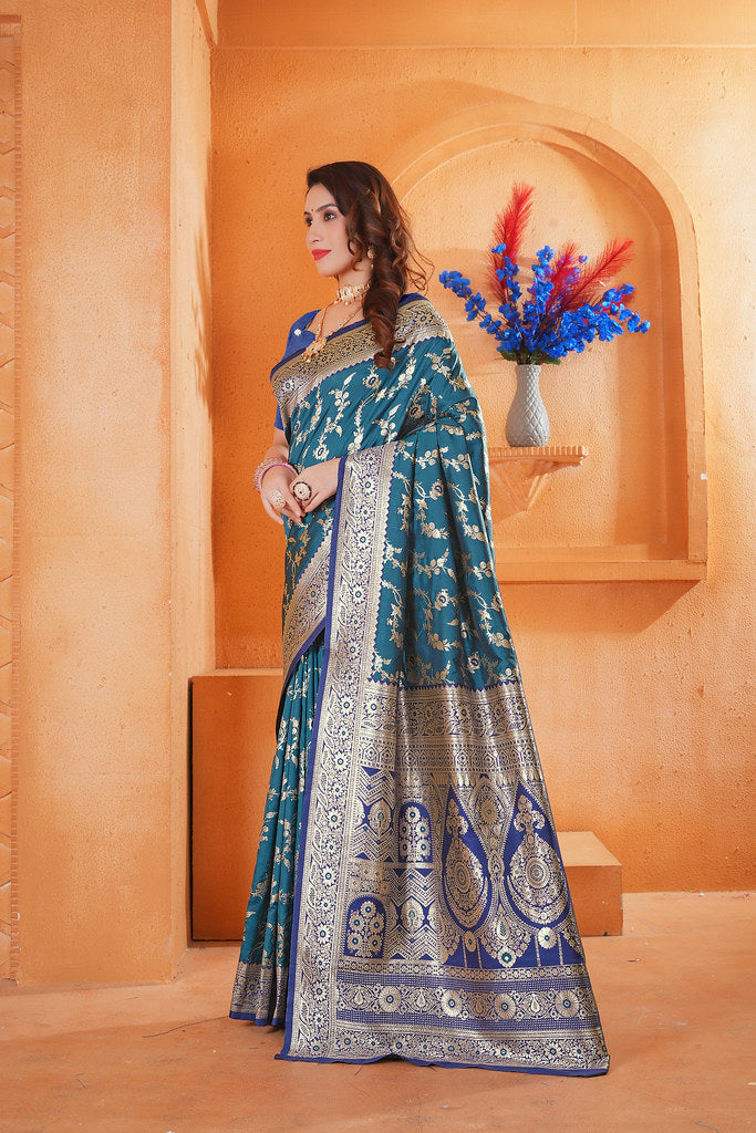 Soft Silk Weaving Saree With Banarasi Jari Work Designer Sari With Blouse