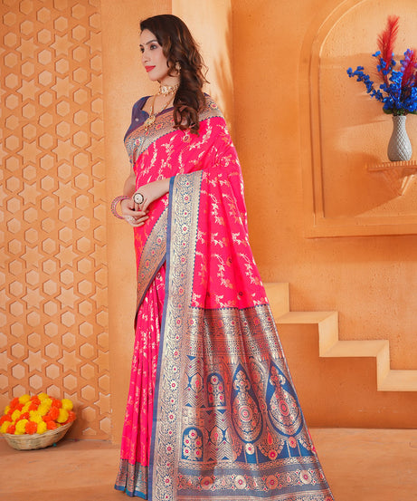 Soft Silk Weaving Saree With Banarasi Jari Work Designer Sari With Blouse