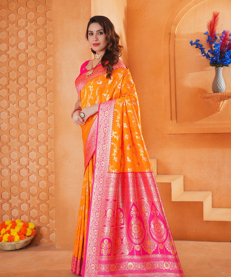 Soft Silk Weaving Saree With Banarasi Jari Work Designer Sari With Blouse