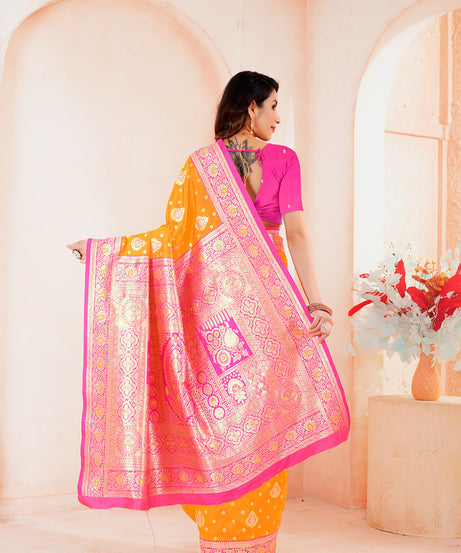 Soft Silk Weaving Saree With Banarasi Jari Work Saree With Blouse