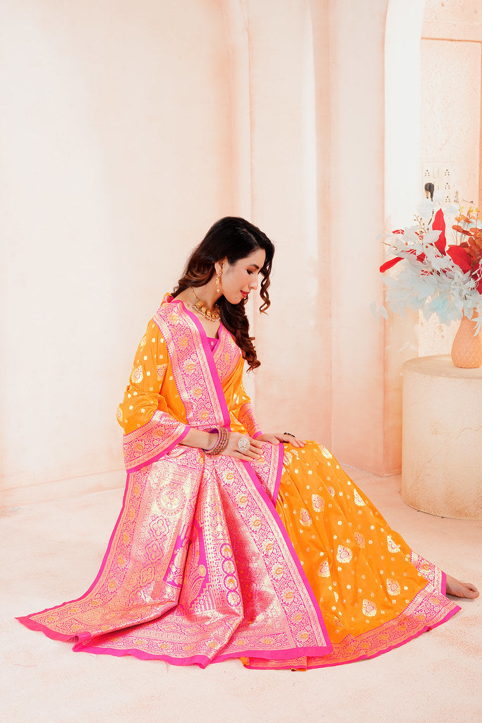 Soft Silk Weaving Saree With Banarasi Jari Work Saree With Blouse