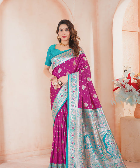 Soft Silk Weaving Saree With Banarasi Jari Work Saree With Blouse