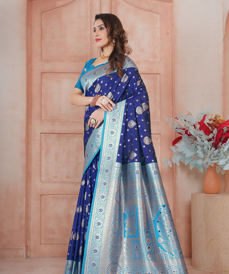 Soft Silk Weaving Saree With Banarasi Jari Work Saree With Blouse
