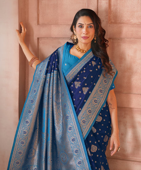 Soft Silk Weaving Saree With Banarasi Jari Work Saree With Blouse